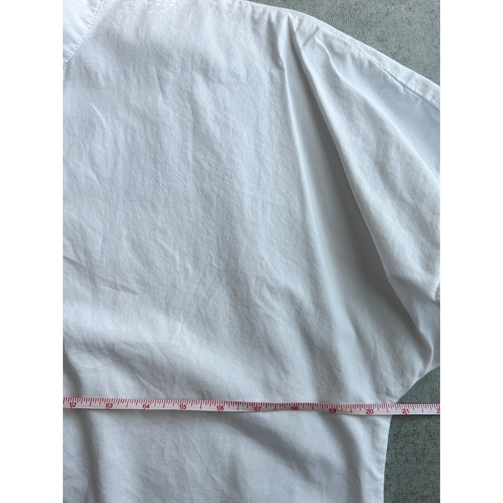 Eleven Stitch Design Shirt M White Cotton Button Down Top USA Lagenlook Coastal - Picture 8 of 9